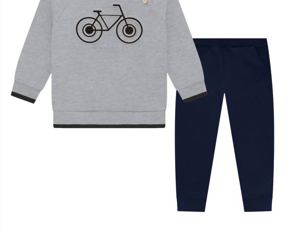 NEW MILON kid's embossed bicycle 2pc set in grey